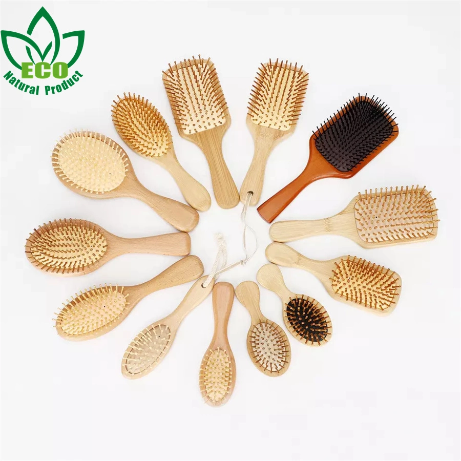 New Eco Hot Super Air Girls Men Private Label Wet Customize Bamboo Wooden Anti Static Paddle Massage Detangling Hair Brush