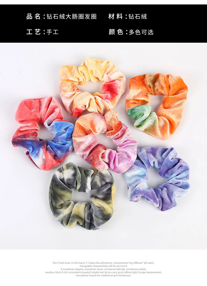 Velvet Hairband Dye Effect Gradual Color Hair Tie Accessories