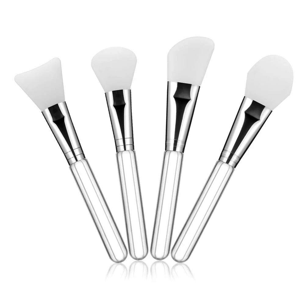 4 PCS Soft Cosmetic Facial Mask Brush Set Mud Beauty Tool Applicator Brush Hairless Body Lotion and Body Butter Applicator Tools Silicone Face Mask Brush