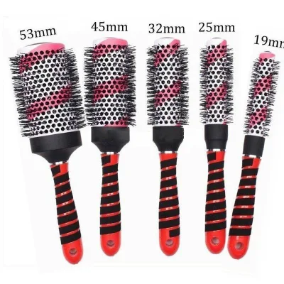 Brosse à cheveux ronde en céramique résistance aux hautes températures en nylon brosse de style de cheveux en poils