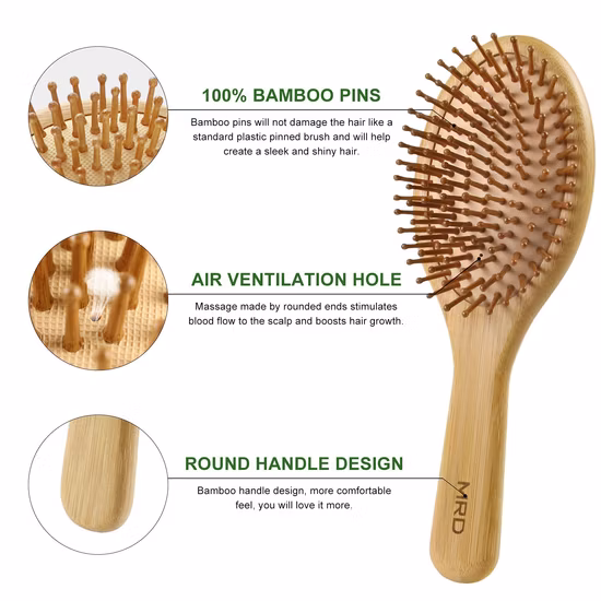 Nouvelle brosse à cheveux de massage à coussin d'air en forme de pagaie avec peinture douce au toucher et avec décoration d'arc