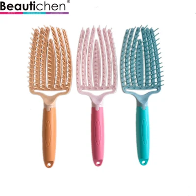 Beautichen Massage du cuir chevelu personnalisé grand peigne incurvé Flexible antistatique labyrinthe démêler brosse à cheveux ventilée