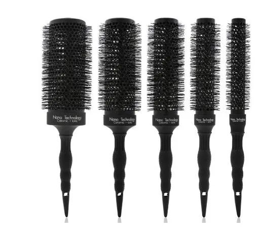 Brosse à cheveux ronde en aluminium céramique résistante à la chaleur pour salon de baril long