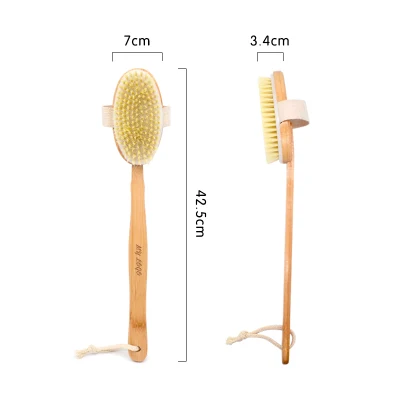 Brosse de bain pour peau sèche de marque privée Brosse en bambou naturelle pour brosse exfoliante pour le corps de la cellulite