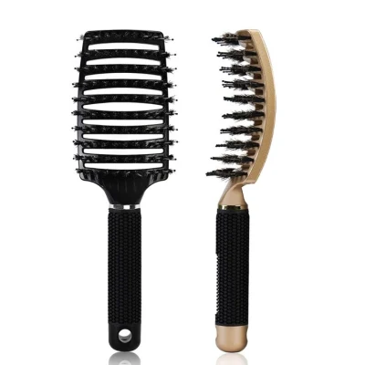 Brosses à cheveux en poils de sanglier ventilés incurvés Style démêlant à séchage rapide